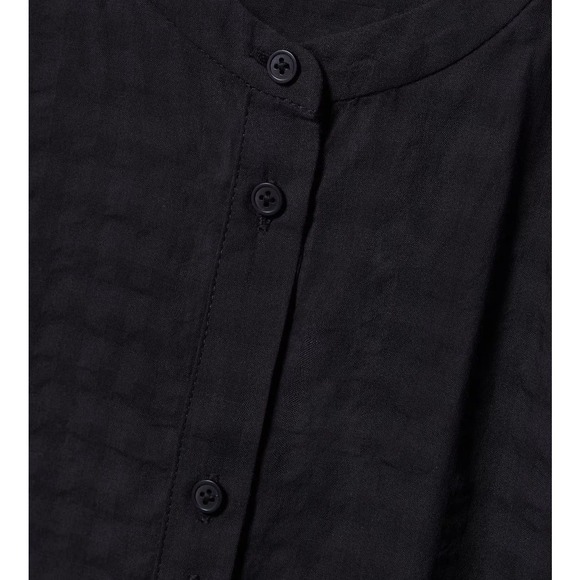 Everlane The Caftan Dress Black Check Button Front Lightweight Side Slits Medium - Picture 6 of 14